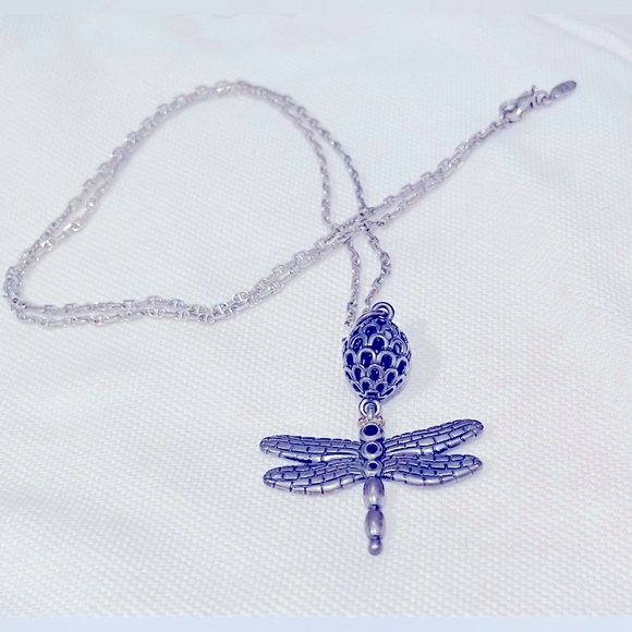 Pandora silver NEW necklace with the Dragonfly pendant & Free Jewelry Bag